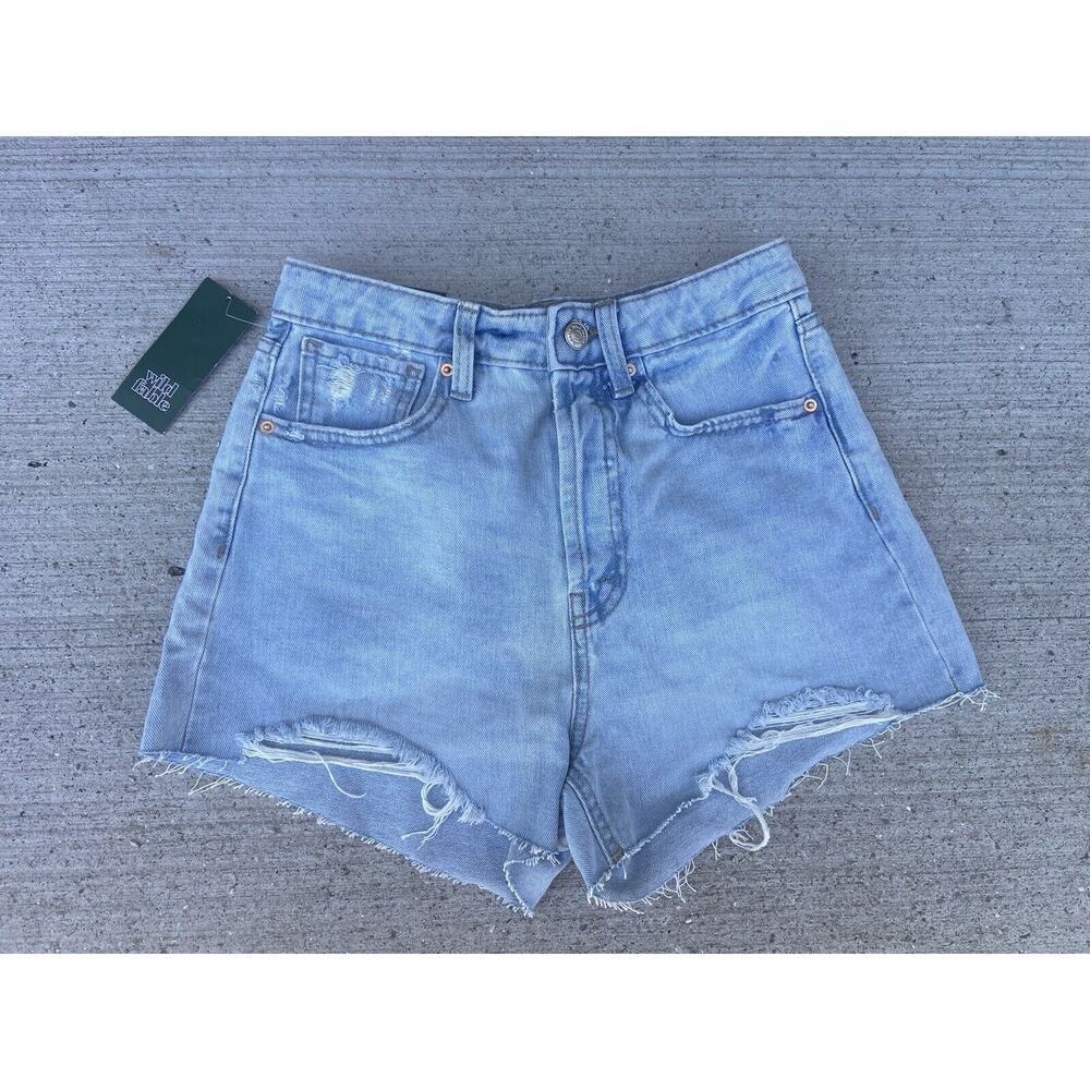 High rise cutoff shorts light wash denim 0/25inch NWT wild fable